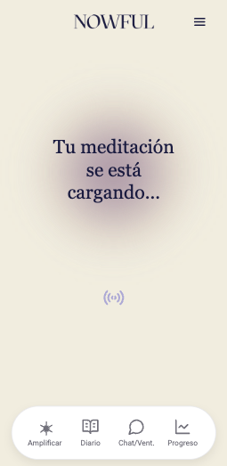 Vista web de meditación guiada
