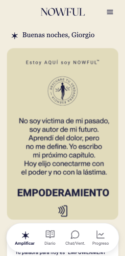 Vista web de afirmación diaria