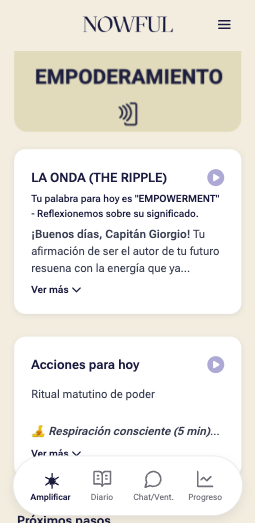 Vista web de reflexión guiada The Ripple
